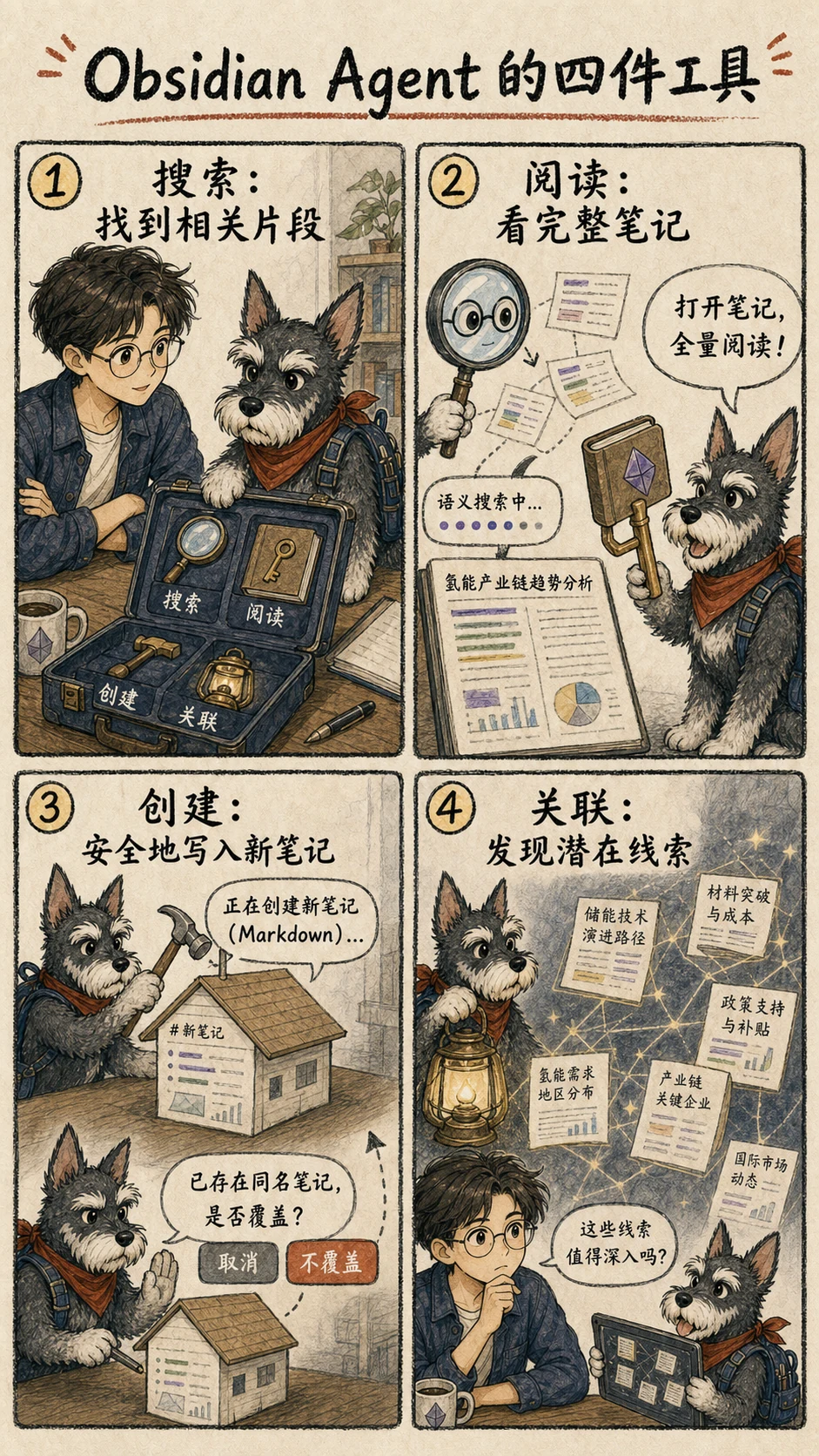 assets/ai-agent-comics/ch07-03-four-tools.webp